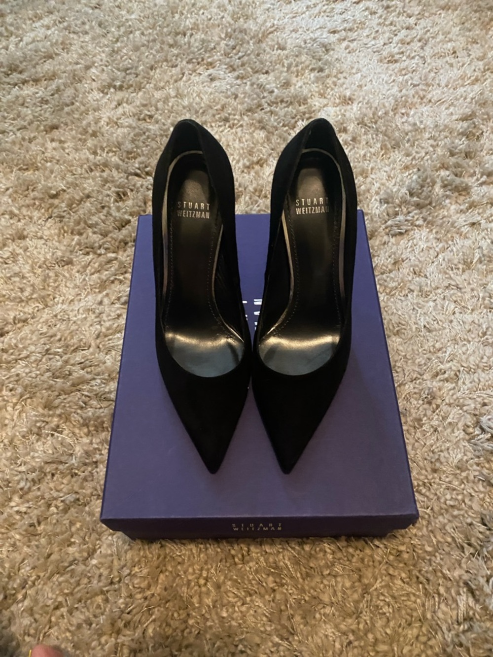 Stuart Weitzman POWER PUMP in Black Suede 100 mm